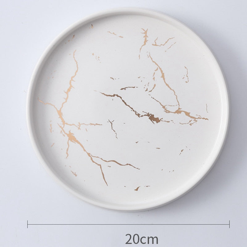 Plat en céramique marbré