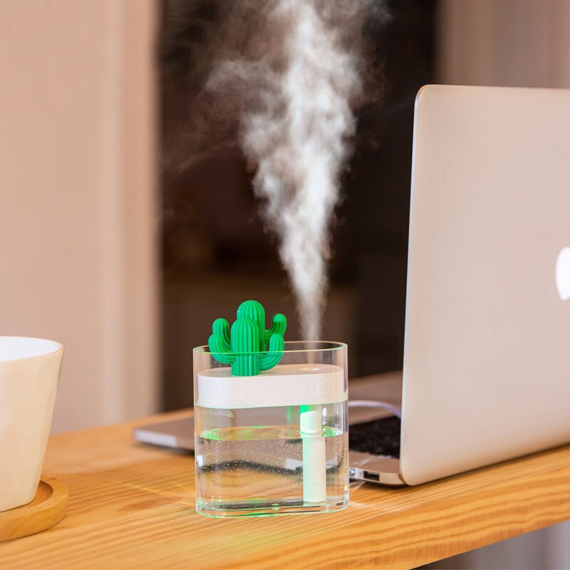 Purificateur d'air, humidificateur, diffuseur d'huile essentielle mini-cactus