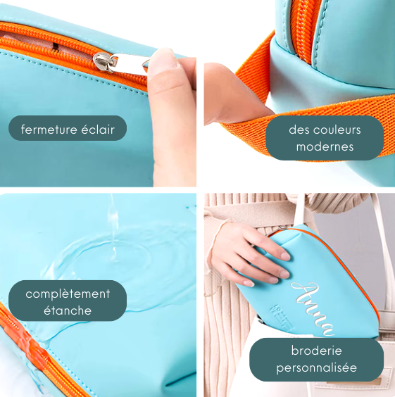 Trousse de toilette étanche avec broderie personnalisée
