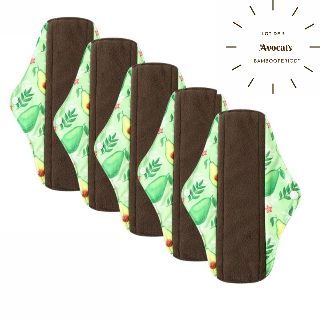 Lot de 5 serviettes hygiéniques lavables "Bambooperiod™"