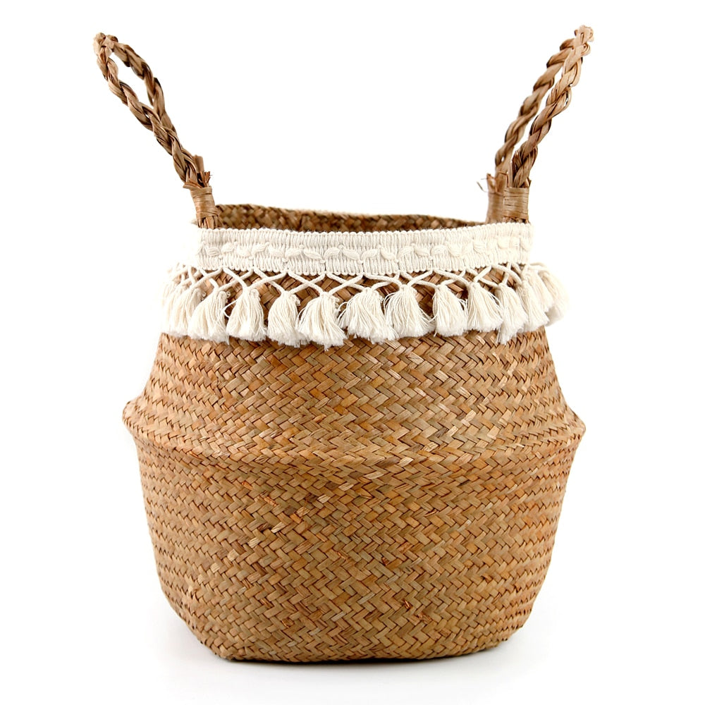 Cache-pot/panier en osier bohème