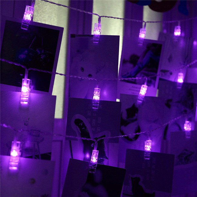 Guirlande lumineuse LED avec pincettes pour photos