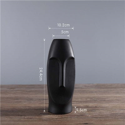 Vase en céramique contemporain de visage humain