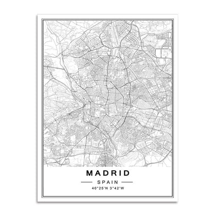 Toile "carte de villes"