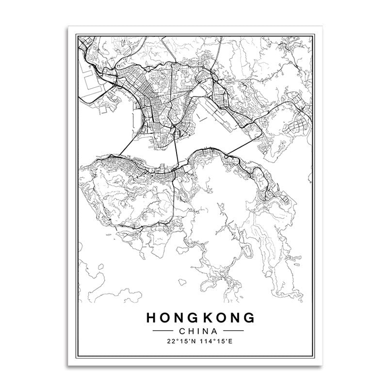 Toile "carte de villes"