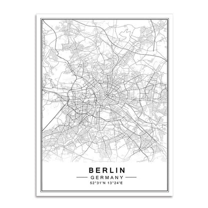 Toile "carte de villes"