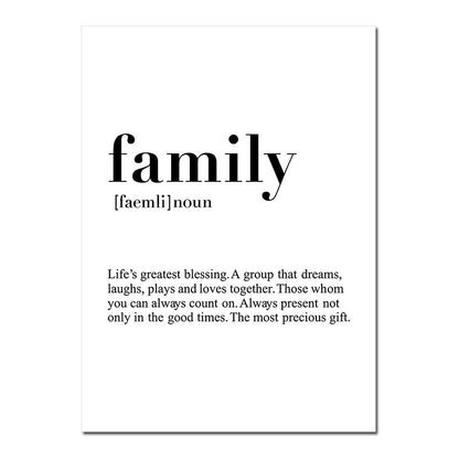 Toile "love, home, family"