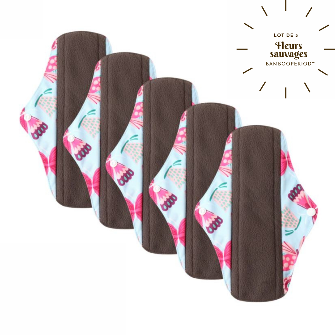 Lot de 5 serviettes hygiéniques lavables "Bambooperiod™"