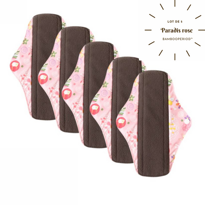 Lot de 5 serviettes hygiéniques lavables "Bambooperiod™"