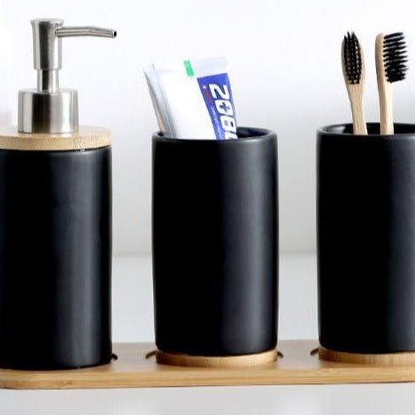 Trio d'accessoires de salle de bain, céramique