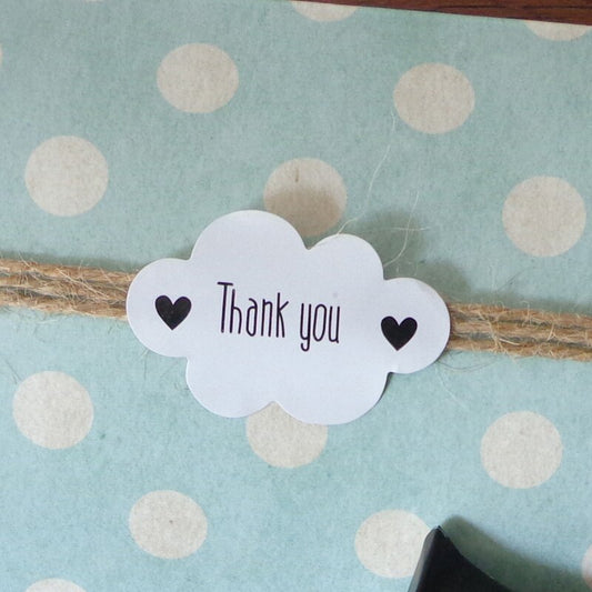 Lot de 100 autocollants, nuage "Thank you"