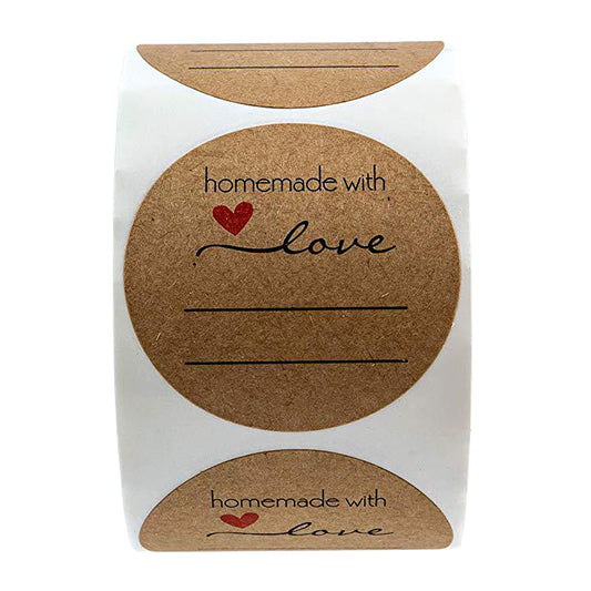Lot de 500 autocollants "Homemade with love"