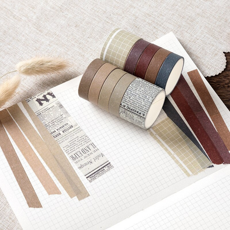 Lot de 10 rubans adhésifs colorés, masking tape