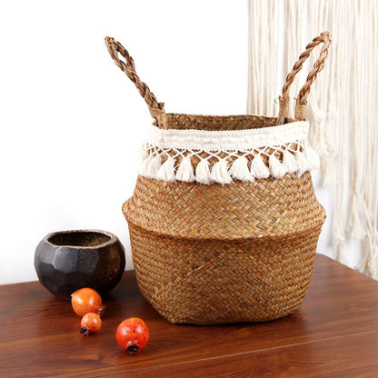 Cache-pot/panier en osier bohème