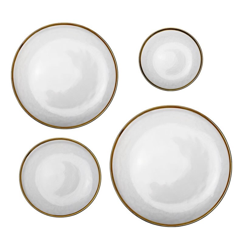 Assiette dorée en verre