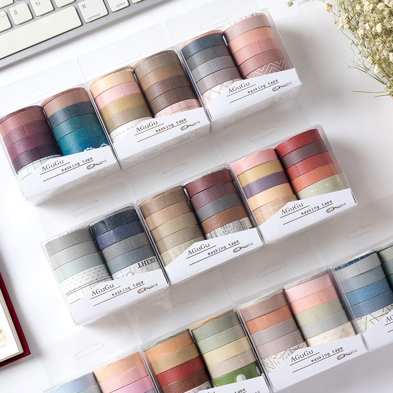 Lot de 10 rubans adhésifs colorés, masking tape