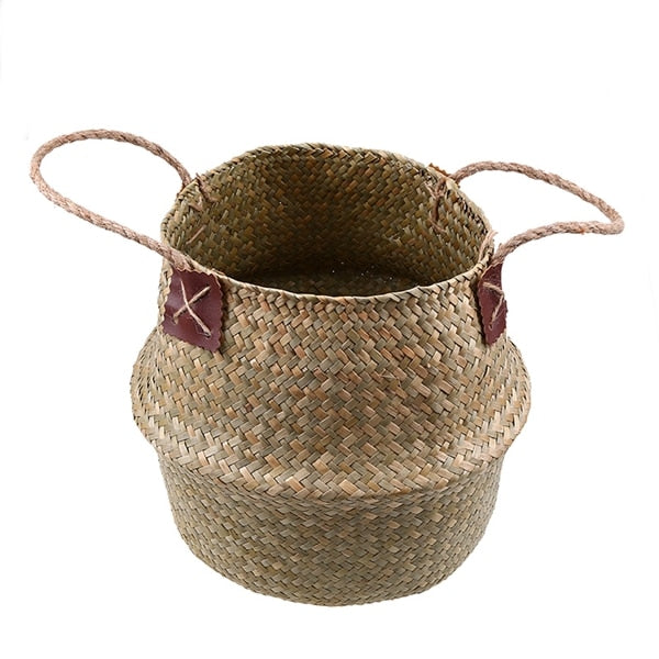 Cache-pot/panier en paille