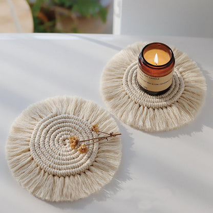 Dessous de verre bohème en macramé