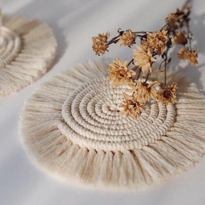Dessous de verre bohème en macramé