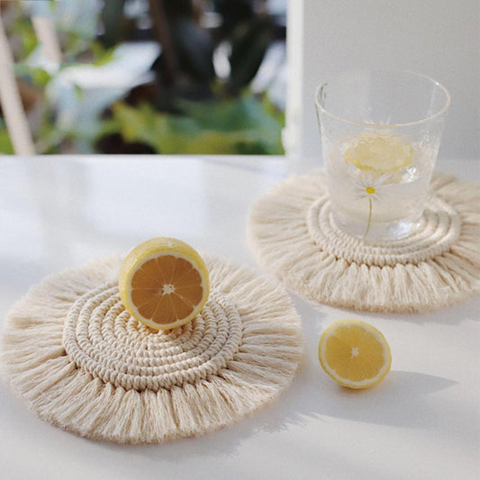 Dessous de verre bohème en macramé