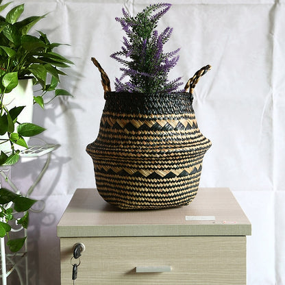Cache-pot/panier en paille
