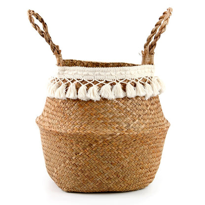 Cache-pot/panier en osier bohème