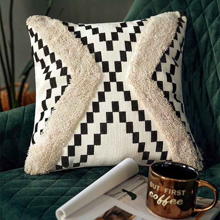 Housse de coussin géométrique