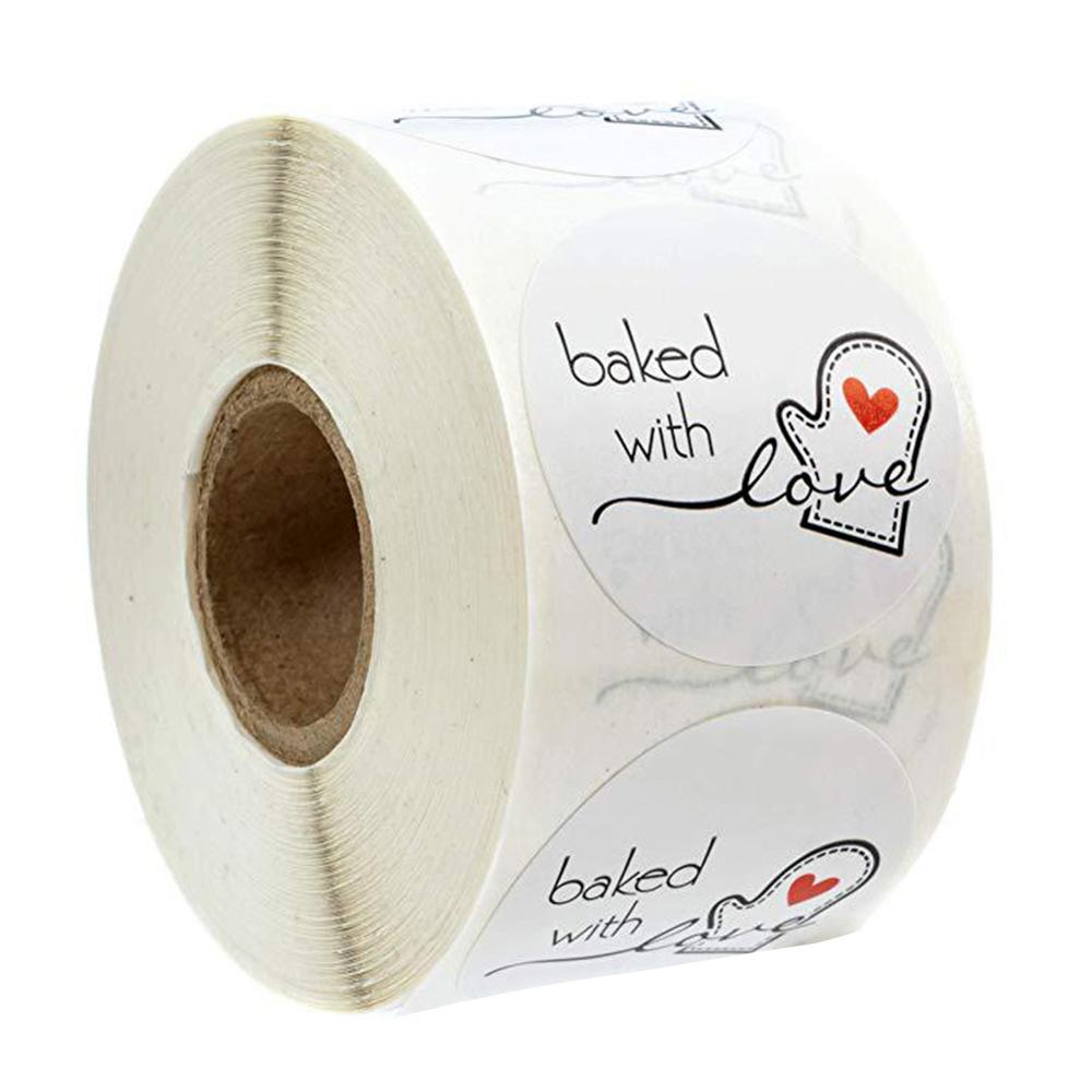 Lot de 500 autocollants "Baked with love"