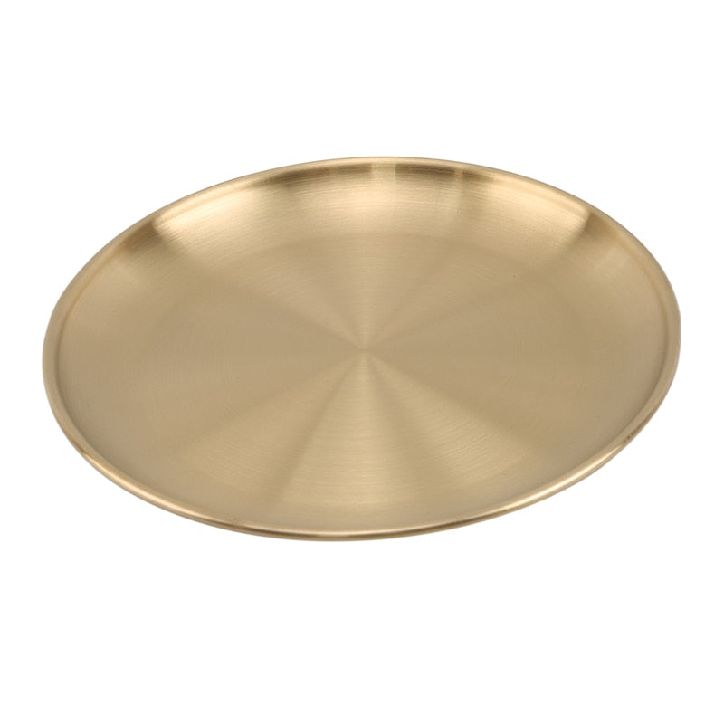 Plat, assiette dorée