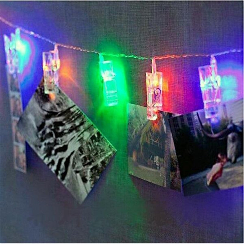 Guirlande lumineuse LED avec pincettes pour photos