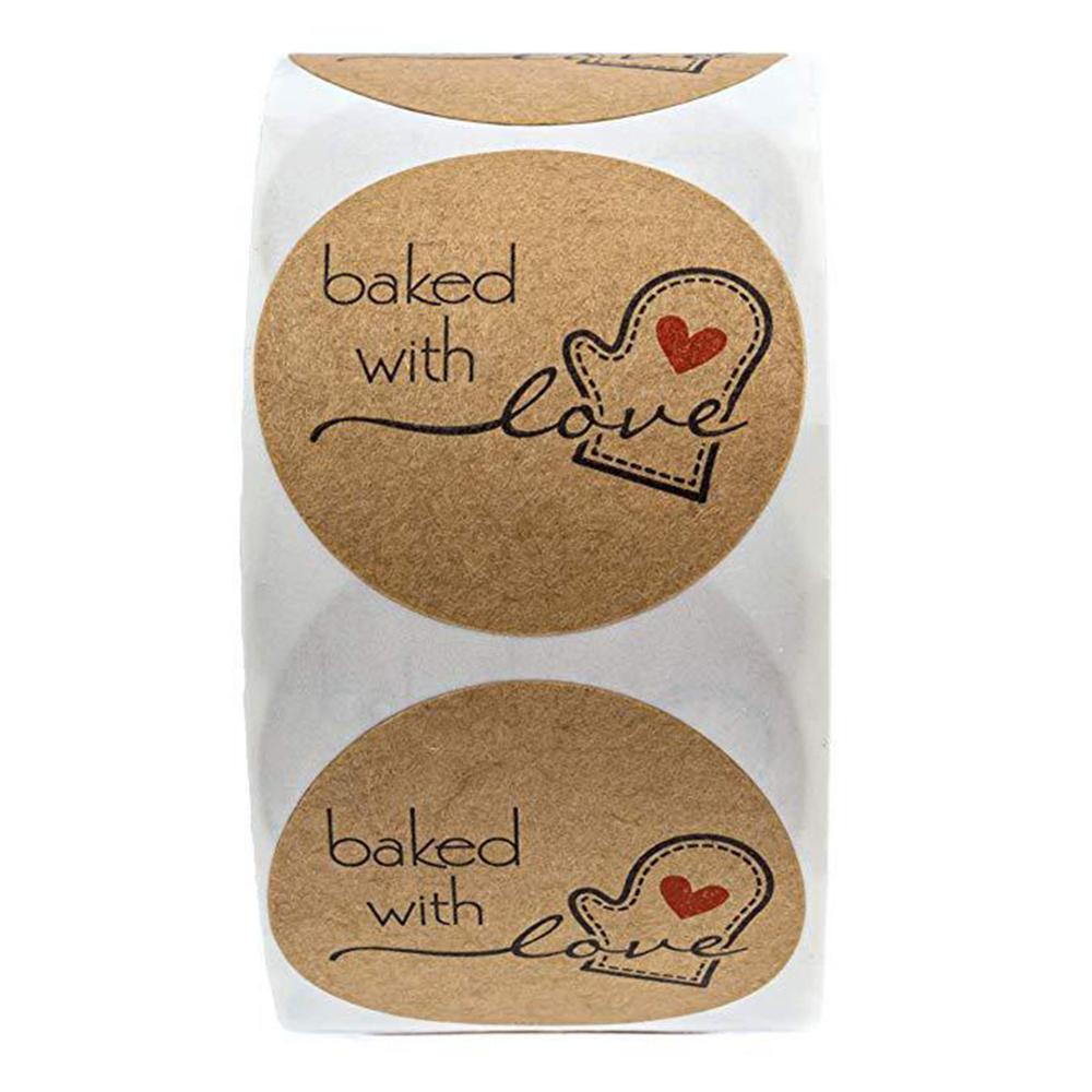 Lot de 500 autocollants "Baked with love"