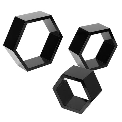 Lot de 3 étagères murales hexagonales