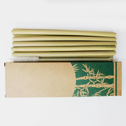 Lot de 10 pailles en bambou naturel, réutilisables