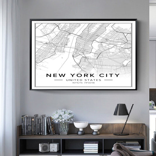 Toile "carte de villes"