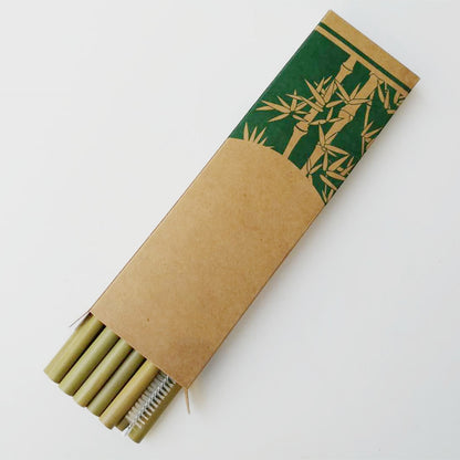 Lot de 10 pailles en bambou naturel, réutilisables