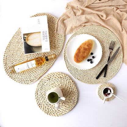 Dessous de plat, de verre et d'assiette en paille, bohème