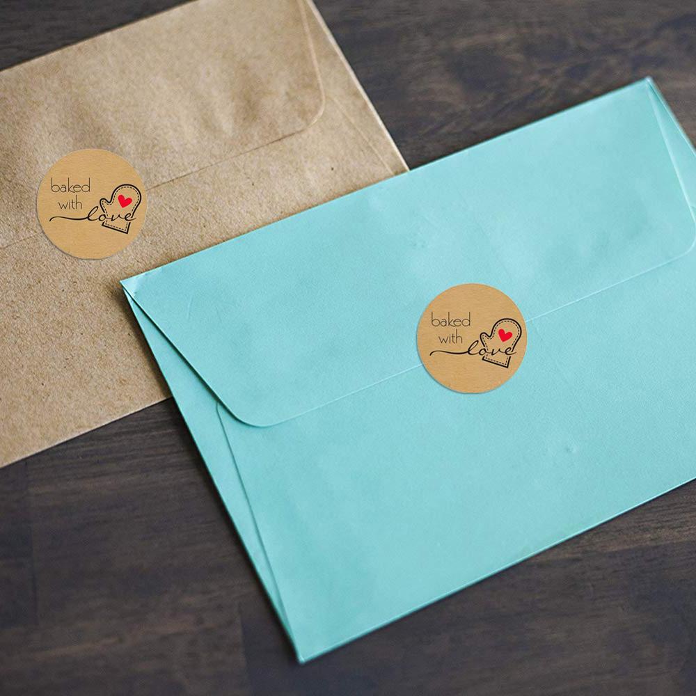 Lot de 500 autocollants "Baked with love"