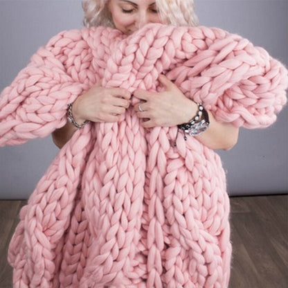 Couverture, plaid en grosses mailles