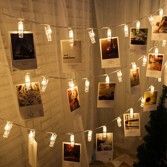 Guirlande lumineuse LED avec pincettes pour photos