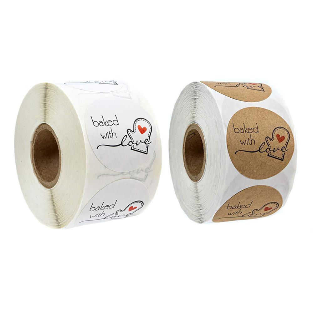 Lot de 500 autocollants "Baked with love"