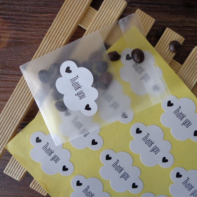 Lot de 100 autocollants, nuage "Thank you"