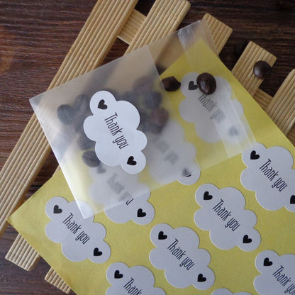 Lot de 100 autocollants, nuage "Thank you"
