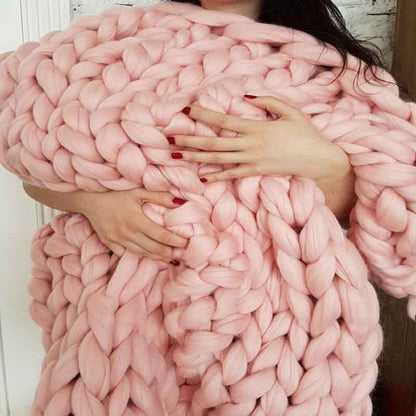 Couverture, plaid en grosses mailles