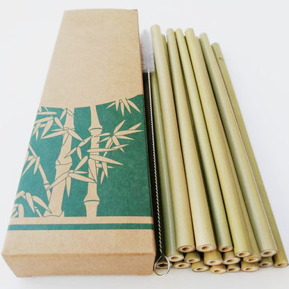 Lot de 10 pailles en bambou naturel, réutilisables