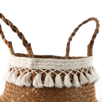 Cache-pot/panier en osier bohème