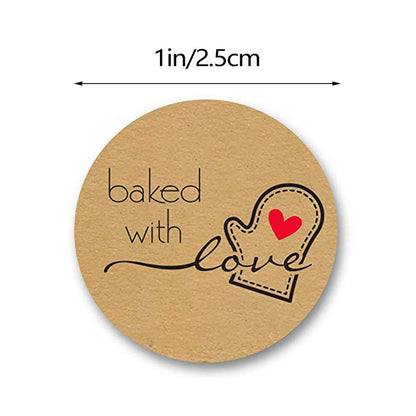 Lot de 500 autocollants "Baked with love"