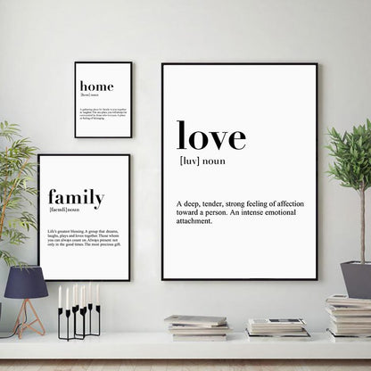 Toile "love, home, family"