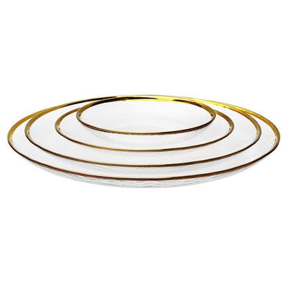 Assiette dorée en verre