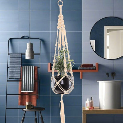 Suspension à plante en macramé