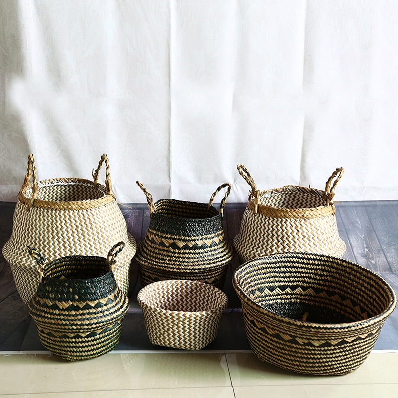 Cache-pot/panier en paille